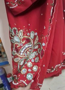 Red Embroidered Saree
