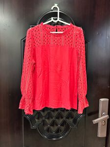 Red Cut Out Blouse