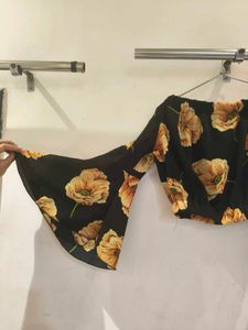 Floral Black Crop Top