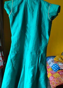 Teal &amp; Gold Embroidered Kurti