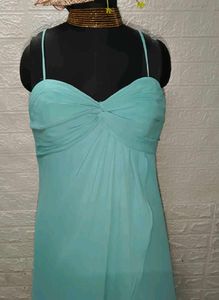 Elegant Aqua Maxi Dress + Freebie 2 Earings Set