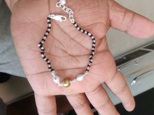 Pure Silver Black Beads Bracelet