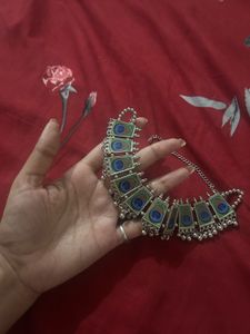 Peacock Feather Silver Necklace