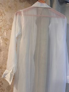 Trendy Long White Shrug, Full Length