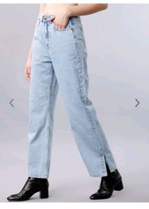 Blue Flared Mid-Rise Jeans