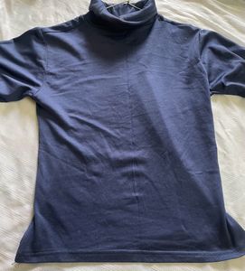 Navy Blue Turtleneck Top