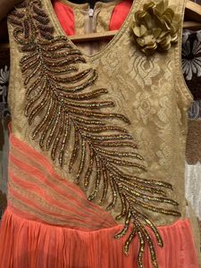 Elegant Coral &amp; Gold Party Dress