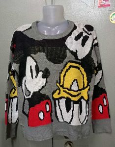 Vintage Mickey &amp; Donald Graphic Knit Sweater