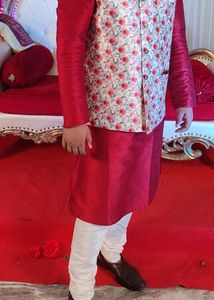 Kurta Pajama Floral Neheru Jacket