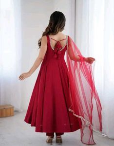 Elegant Red Anarkali Kurta Set