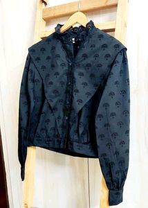 Chic Black Embroidered Top Size-36-38