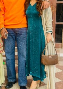 Teal Jimmy Choo Plazzo Kameez