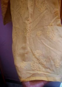 Yellow Lakhnowi Embroidered Kurta