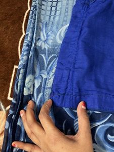 navy blue saree with blouse