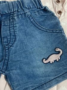 Dino Duo: Shirt &amp; Denim Shorts