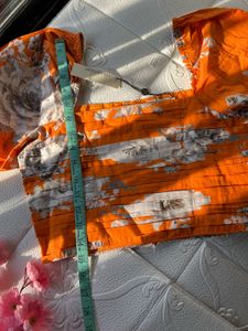 Floral orange crop top