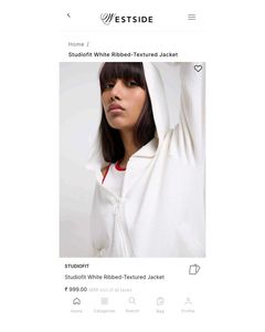 Studiofit White Ribbed-Textured Jacket