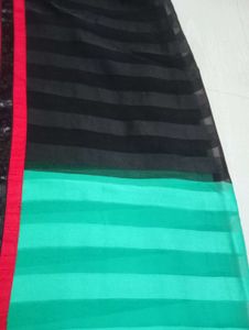 New Black &amp; Rama Georgette Saree