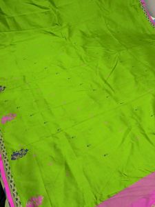 Vintage Pure Silk Saree Pink &amp; Green