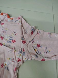 Pink Floral Kurta Office Wear