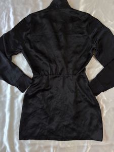 Zara Satin Black Wrap Mini Dress
