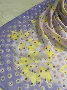 Purple N Yellow Chiffon Stole Wid One Side Diamond
