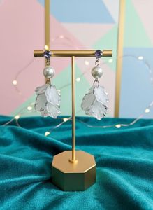 Elegant Pearl & Leaf Drop Earrings