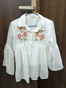 Embroidered White Top