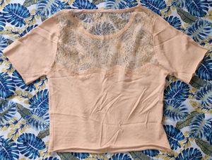 Peach Net Top