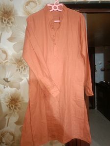 New Hand Stitched Orange Kurta For Men