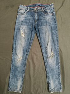 Blue Ribbed Slim Jean