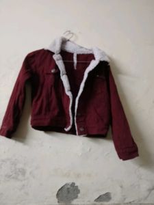 Maroon Fur Collar Jacket