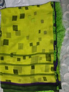 Green &amp; Purple Geometric Saree