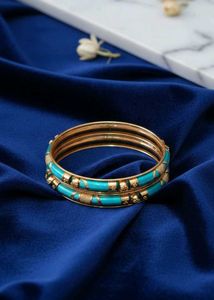 Vintage Turquoise &amp; Gold Bangles