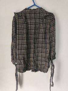 Plaid Ruffle Trim Top