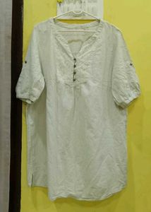 White Embroidered Tunic Top 36-40