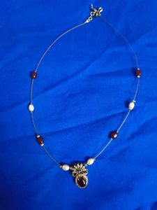 Invisible Chain With Ruby Stone Pendant