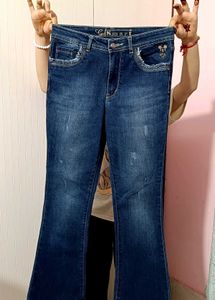 Dark Blue Wash Flare Jeans