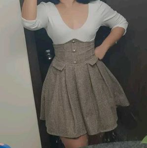 Checked High-Waisted Skirt