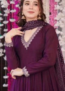 Elegant Purple Anarkali Suit Set
