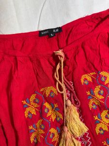 Red Embroidered Top