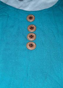 Plane Sea Green Short Top   Kurti