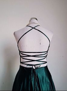 B.darlin Bottle Green Spaghetti Strap Dress.