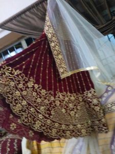 Maroon &amp; Gold Embroidered Dress.