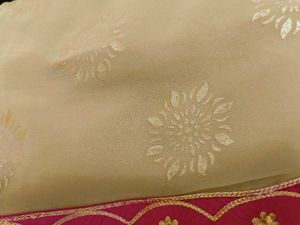 Elegant Gold &amp; Pink Sari With Blouse