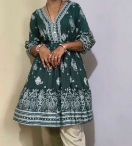 Boho Green Print Dress