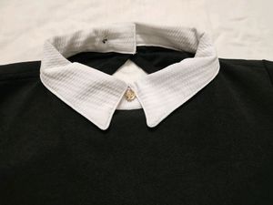 Genz Collar Top Three-fourth Sleeve