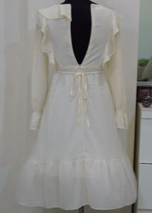 Ivory Ruffle Trim Dress