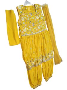 Mustard Embroidered afgani Salwar suit