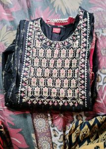 Black Golden Printed Anarkali Kurti